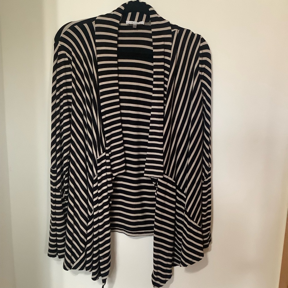 Calvin Klein Black and White Striped Cardigan